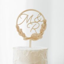 Cake Topper Blumenkranz mit Initialen