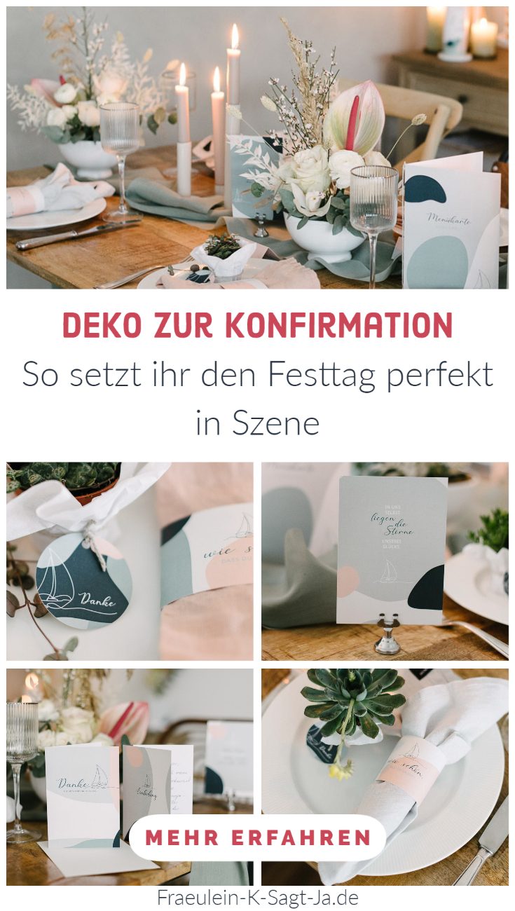 Deko zur Konfirmation: Ideen für Tischdeko, Raumdeko, Gastgeschenk-Ideen und Gästebuchkarten für die moderne Konfirmation und Kommunion