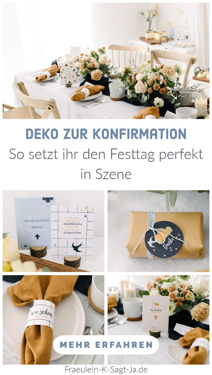 Deko zur Konfirmation: Ideen für Tischdeko, Raumdeko, Gastgeschenk-Ideen und Gästebuchkarten für die moderne Konfirmation und Kommunion