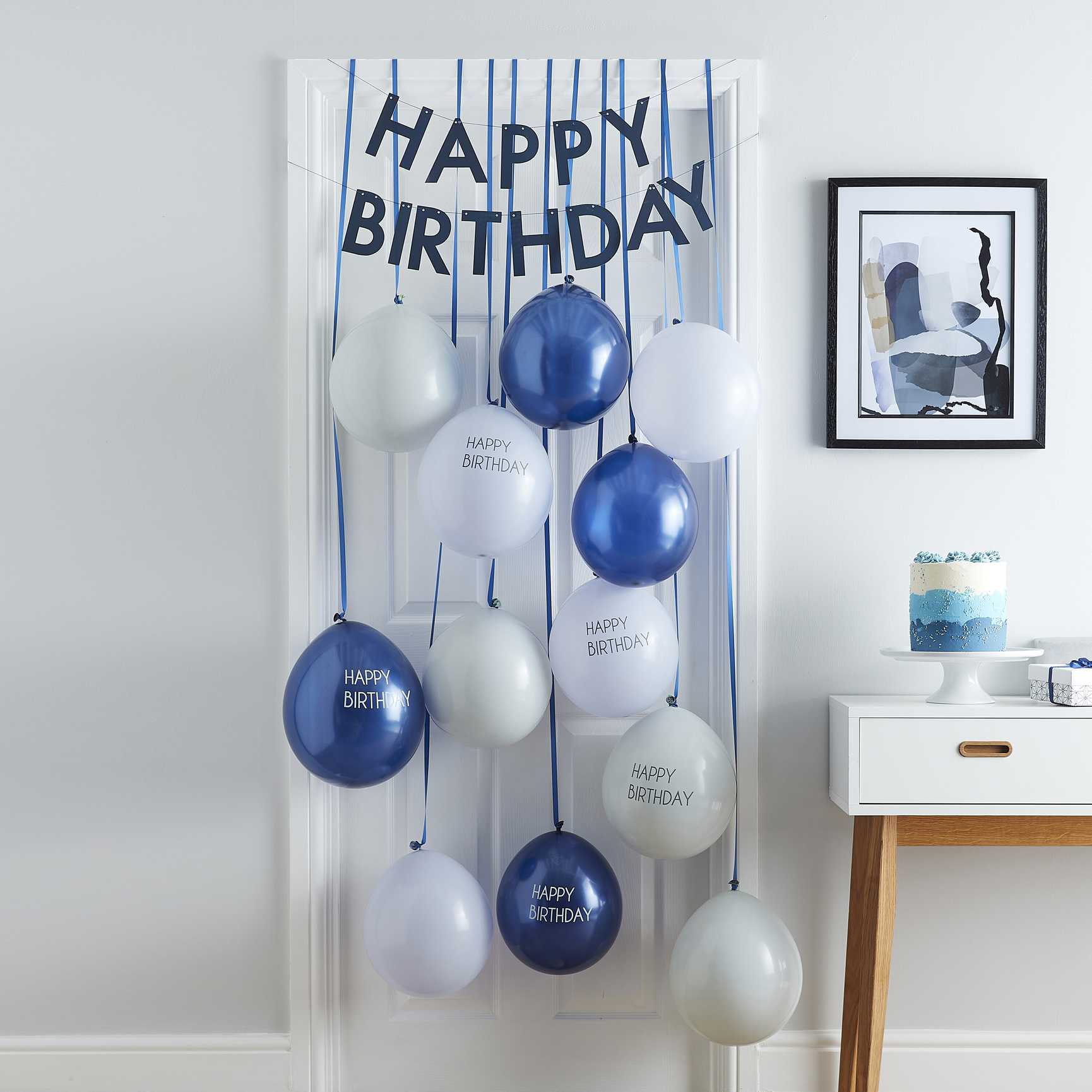 Ballon Deko Set Happy Birthday blau