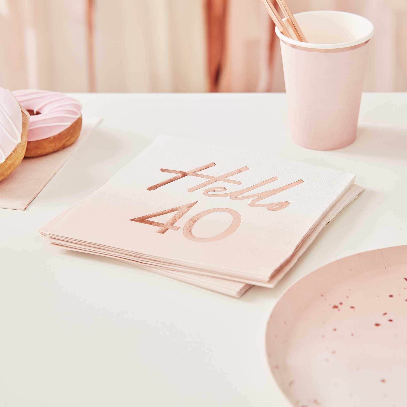 Papierserviette ‘hello 40’ roségold