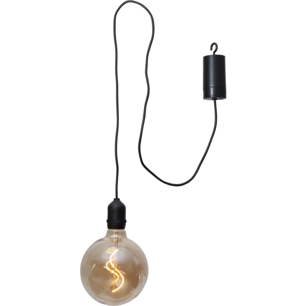 Kugel-Lampe mit Batterie, bernsteinfarben