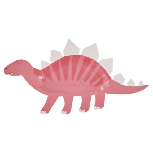 Dino rosa Pappteller einzeln