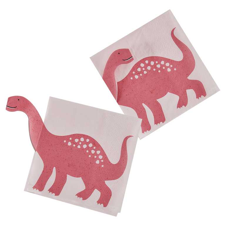 Papierservietten Dino 3D-Effekt in rosa
