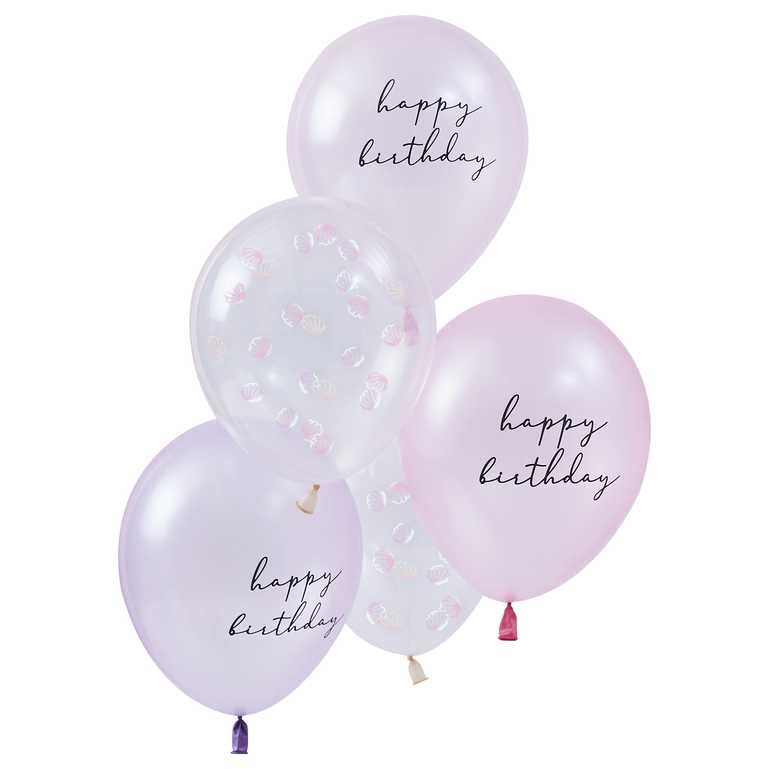 Ballon-Bündel in Perlmutt-Pink & Konfetti Meerjungfrau