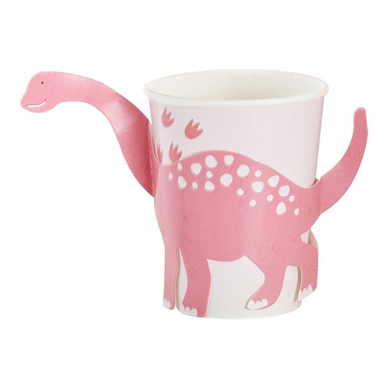 Pappbecher Dinosaurier in rosa