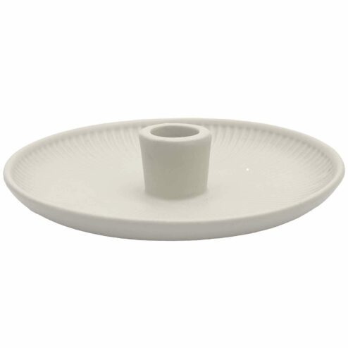 Porzellankerzenhalter creme gerillt