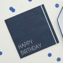 Serviette Happy Birthday blau dekoriert