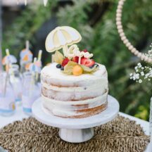 Cake Topper ‘Sonnenschirm’ und Name, zweifarbig