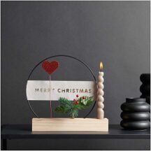 Holzständer für Metall Ringe und Postkarten mit Kerzenhalter 26cm