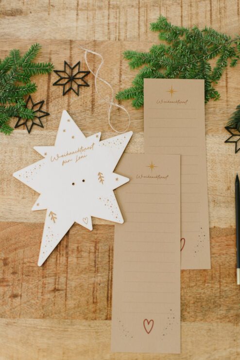 Weihnachtsbrief Holz Stern-1
