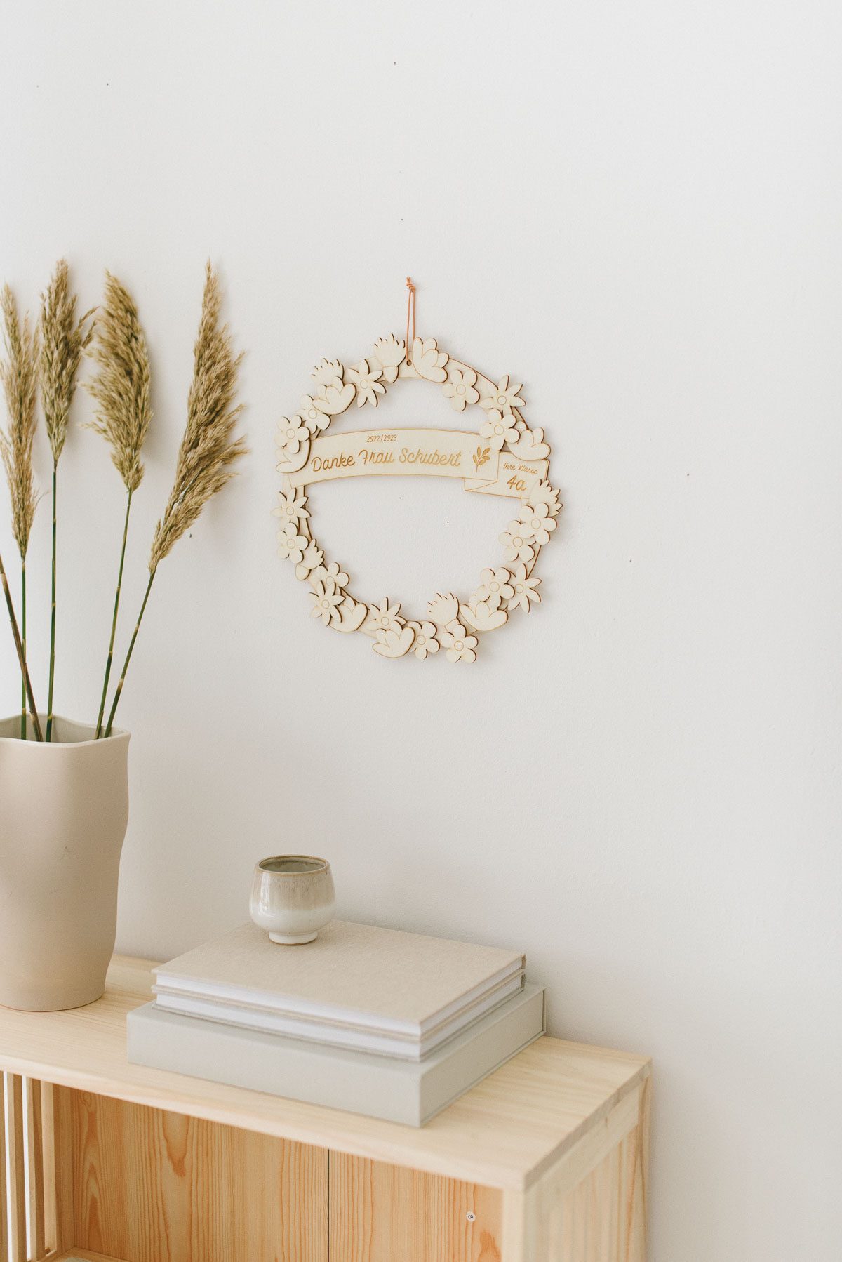 3D Holzkranz mit Blumen Abschiedsgeschenk Lehrer