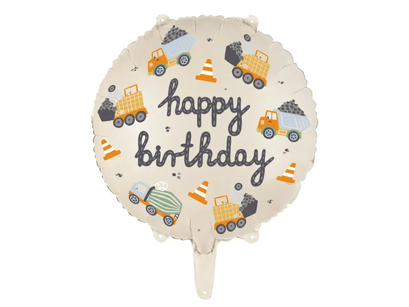 Folienballon Happy Birthday Baufahrzeuge