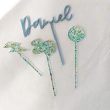 Cake Topper Cool Kids graublau glitzer