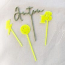 Cake Topper Cool Kids olivgrün neon gelb