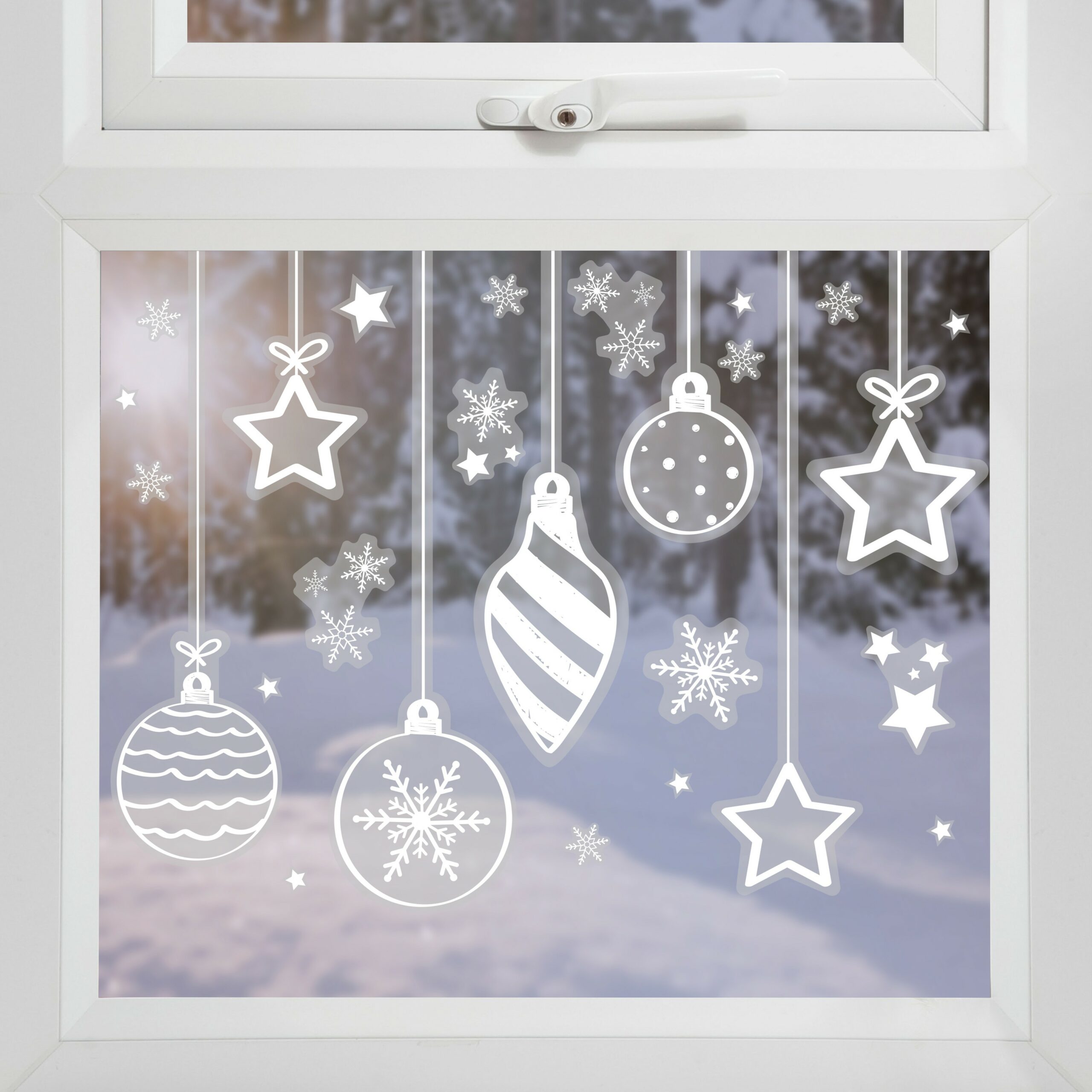 Fenstersticker mit Weihnachtskugeln