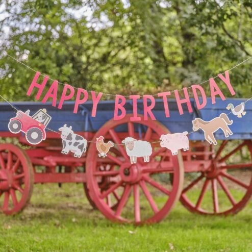 Happy Birthday Girlande Bauernhof