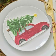 Papierservietten Auto mit Baum