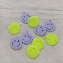 Anhänger Smiley flieder neon gelb