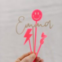 Cake Topper Cool Kids beige neon pink