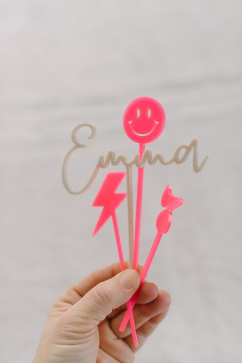 Cake Topper Cool Kids beige neon pink