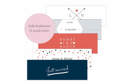 Banderolen für Blechdosen am Hochzeitsauto