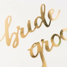 Bride und Groom Schriftzug Gold