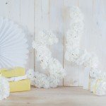 Initialen aus Hortensien Blüten für die Hochzeit