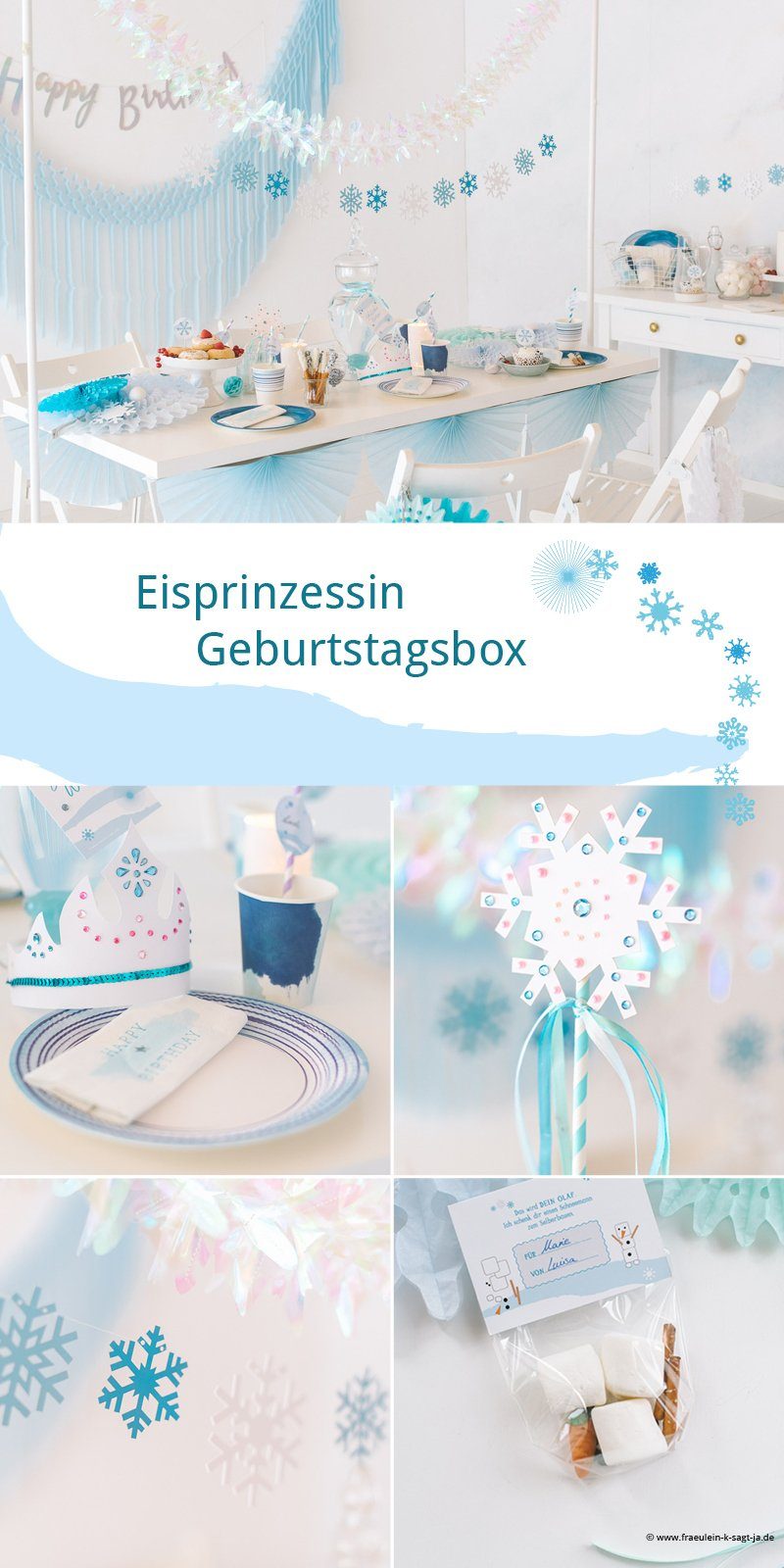 Eisprinzessin Geburtstagsbox für eure Kinderparty ohne großen Aufwand - liebevolle Dekoration für euren Kindergeburtstag