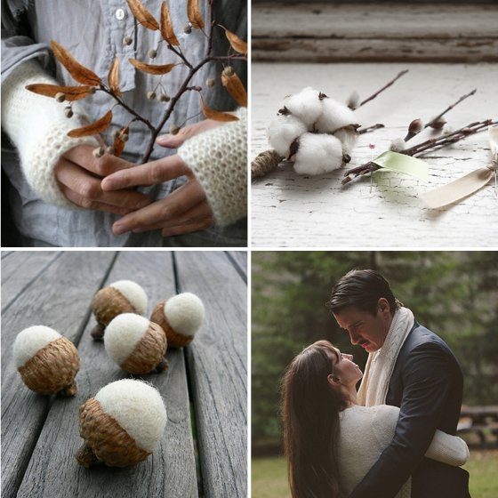 Hochzeit Wolle Filz weiss