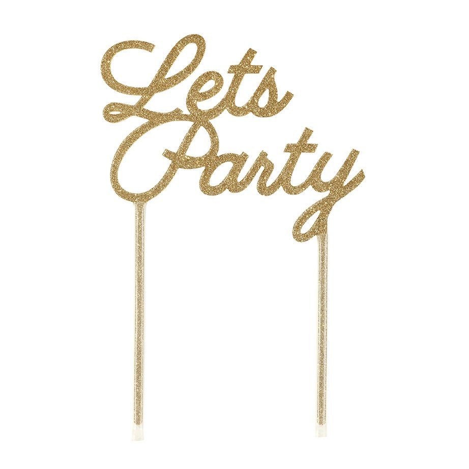 Caketopper ‘Let’s Party’ goldglitzer