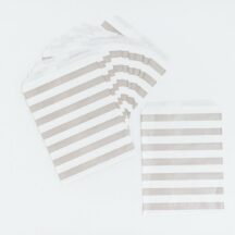 10 Papiertüten grau-weiß gepunktet/gestreift