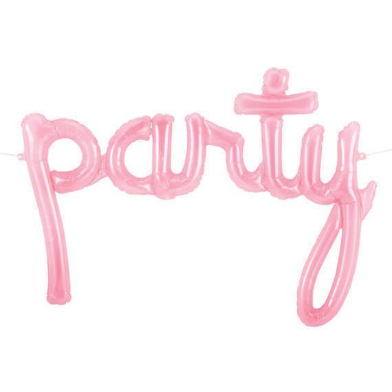 Ballon ‘party’ pink script