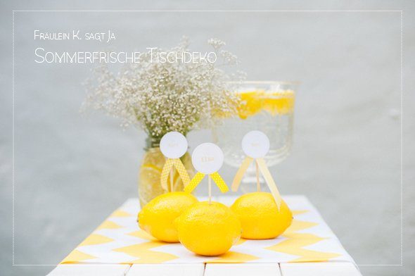 Sommerliche Tischdeko mit gelben Zitronen by Fräulein K sagt Ja