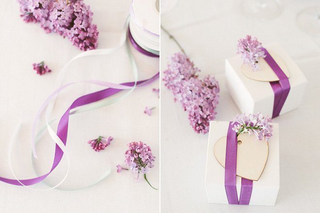 Tischdekoration mit Flieder in lila für die Hochzeit im Frühling4