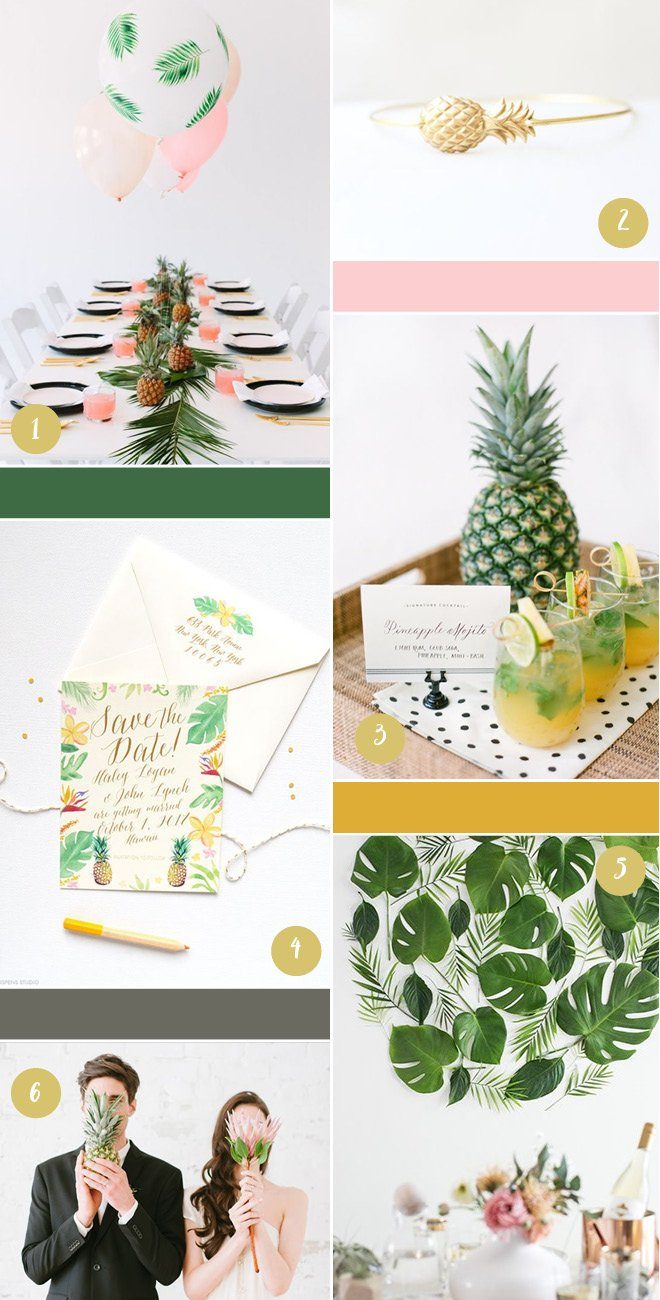 Tropical wedding Ideas - Eine Hochzeit im tropisch suessen Stil mit Ananas und großem Blattwerk