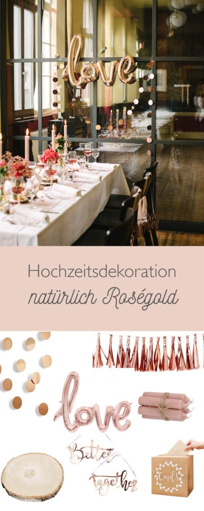 Hochzeitsdeko Holz und rosegold