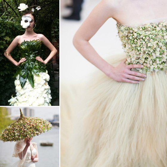 Brautkleid mit echten Blüten