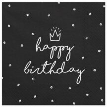 Papierserviette Happy Birthday schwarz
