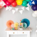 Regenbogen Cake Topper Ballongirlande