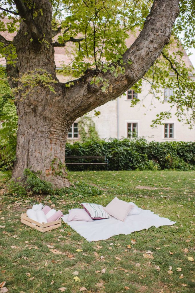 Picknickdecke unter einem Baum